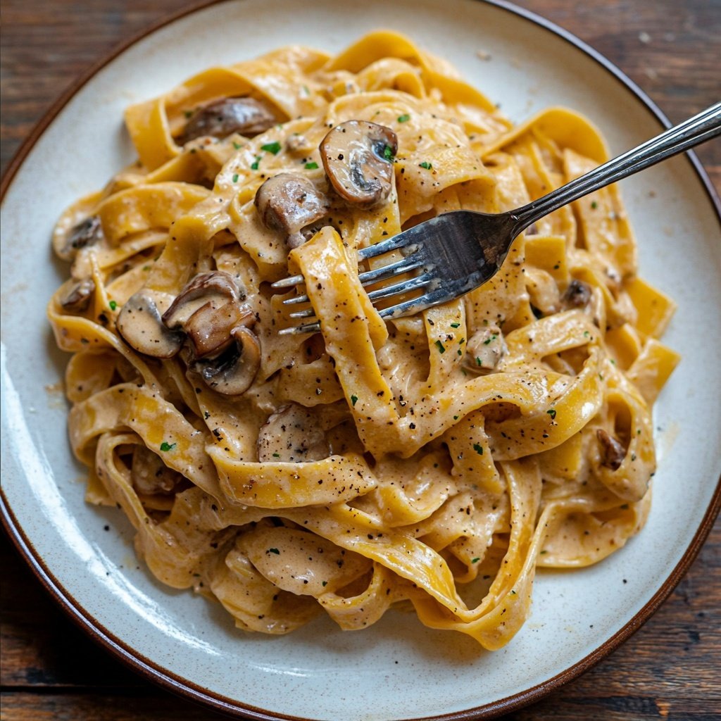 Romantic Creamy Mushroom Tagliatelle