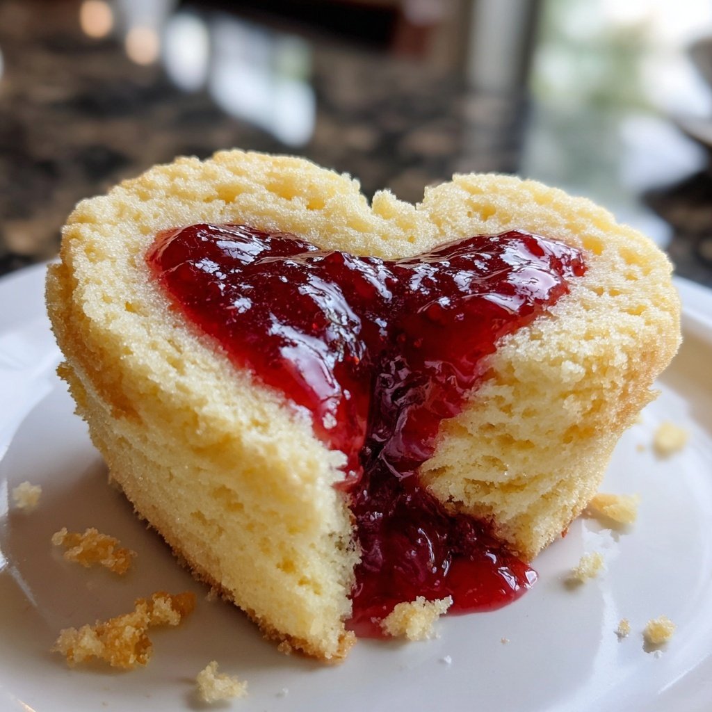 Mini Heart Cake with Strawberry Jam Center