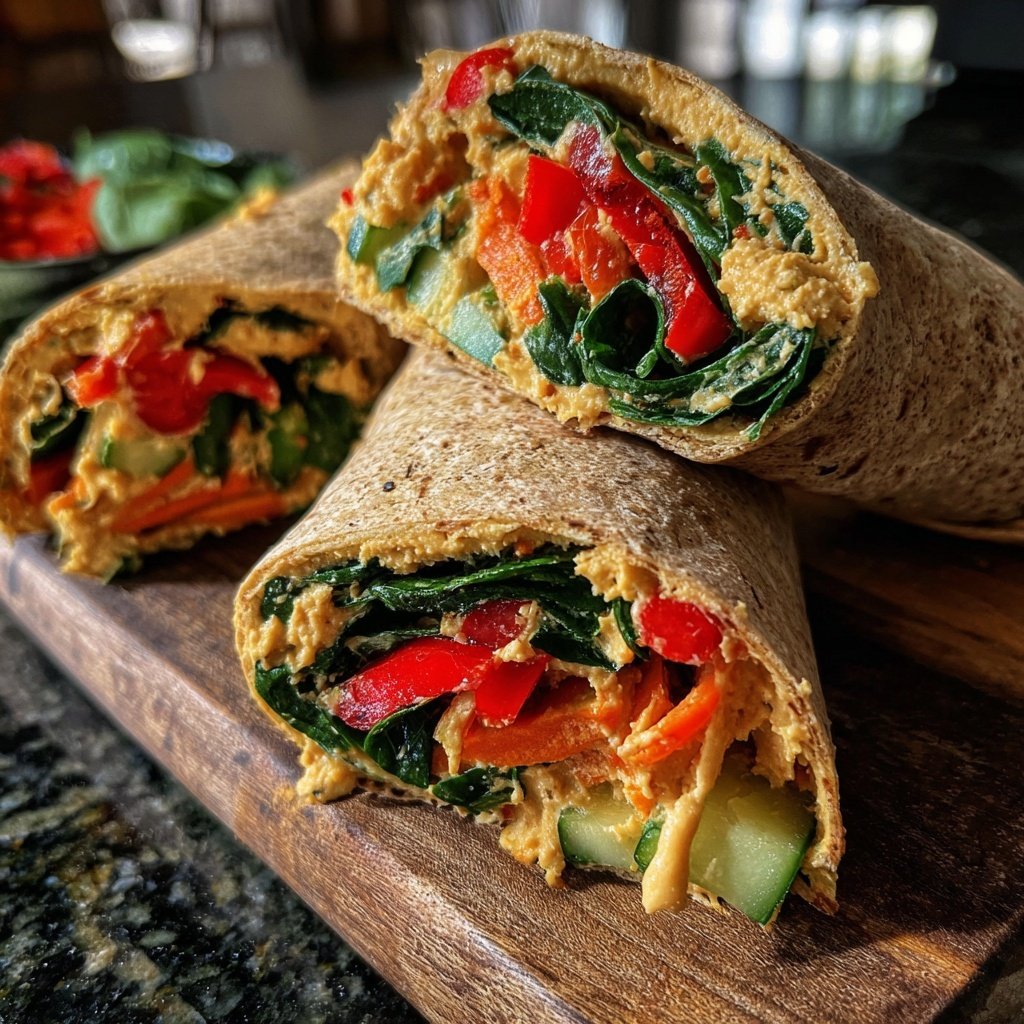 Healthy Lunch Veggie Wraps with Hummus