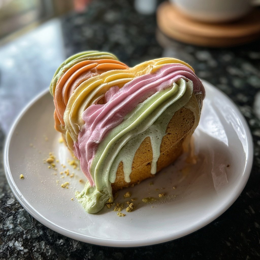 Mini Heart Cake with Pistachio Vanilla Frosting