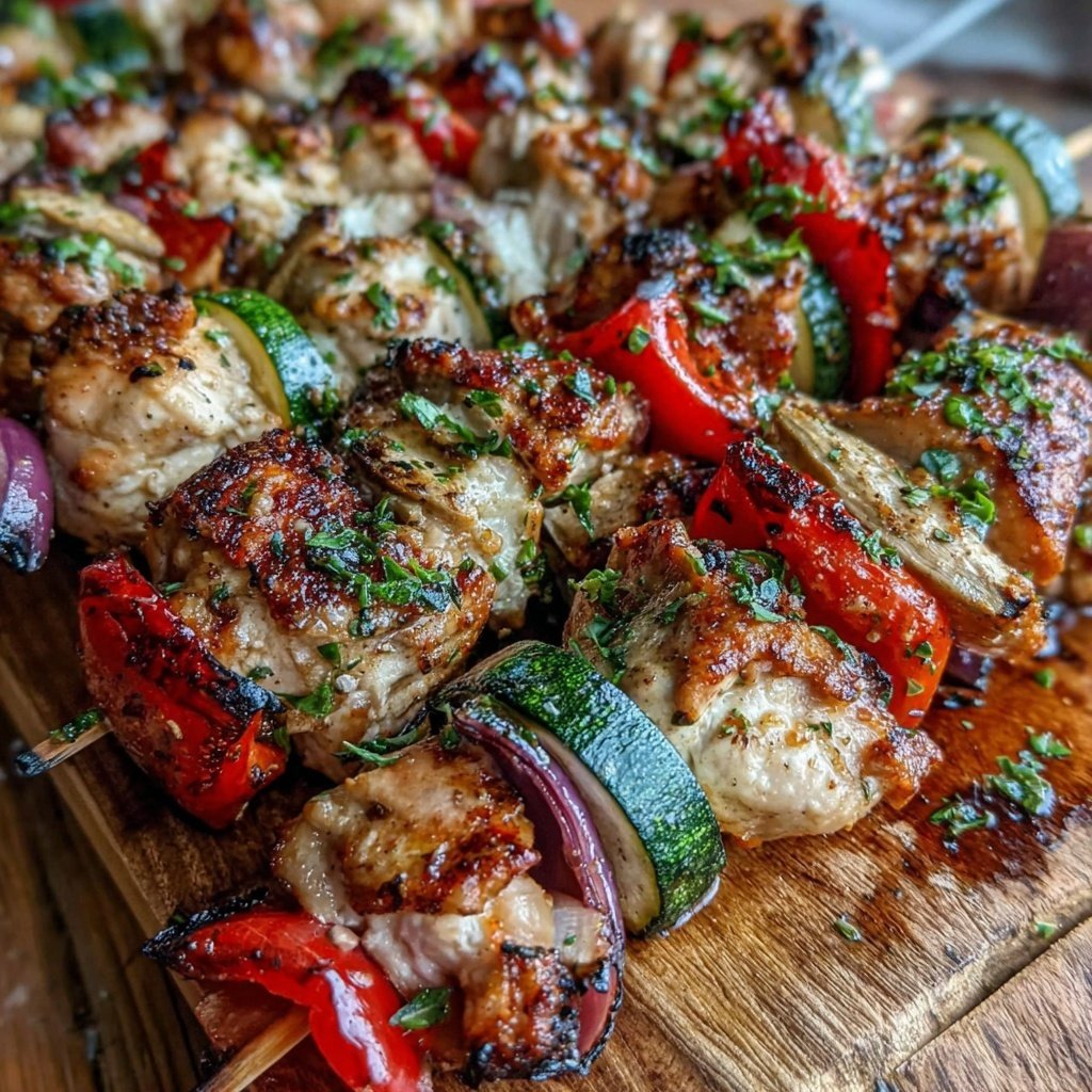 Healthy Grilled Chicken And Veggie Skewers