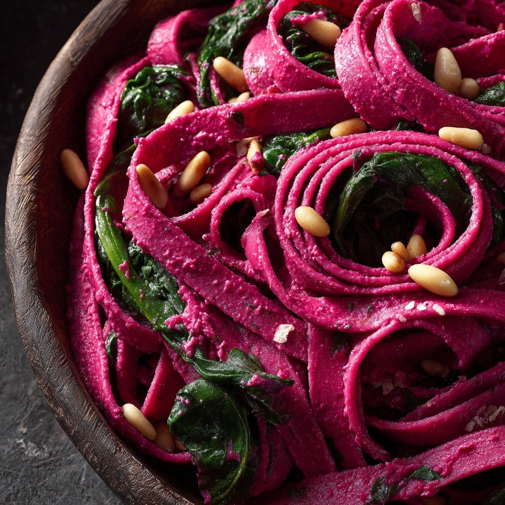 Pasta with Pink Beet Pesto