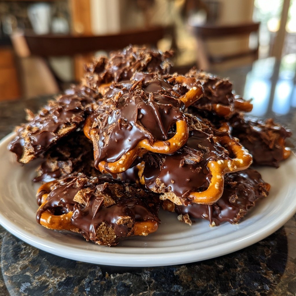 Super Bowl Desserts Chocolate Pretzel Clusters