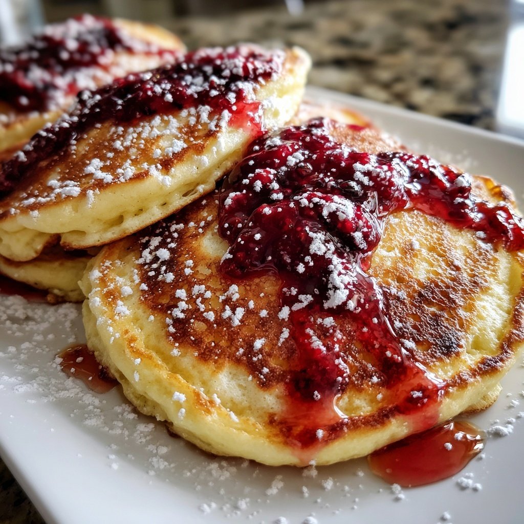Valentines Breakfast Raspberry Pancakes