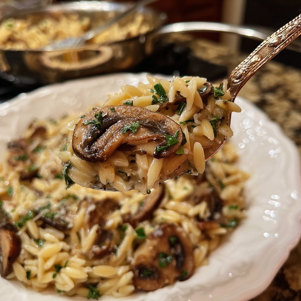 Roasted Garlic Mushroom Orzo