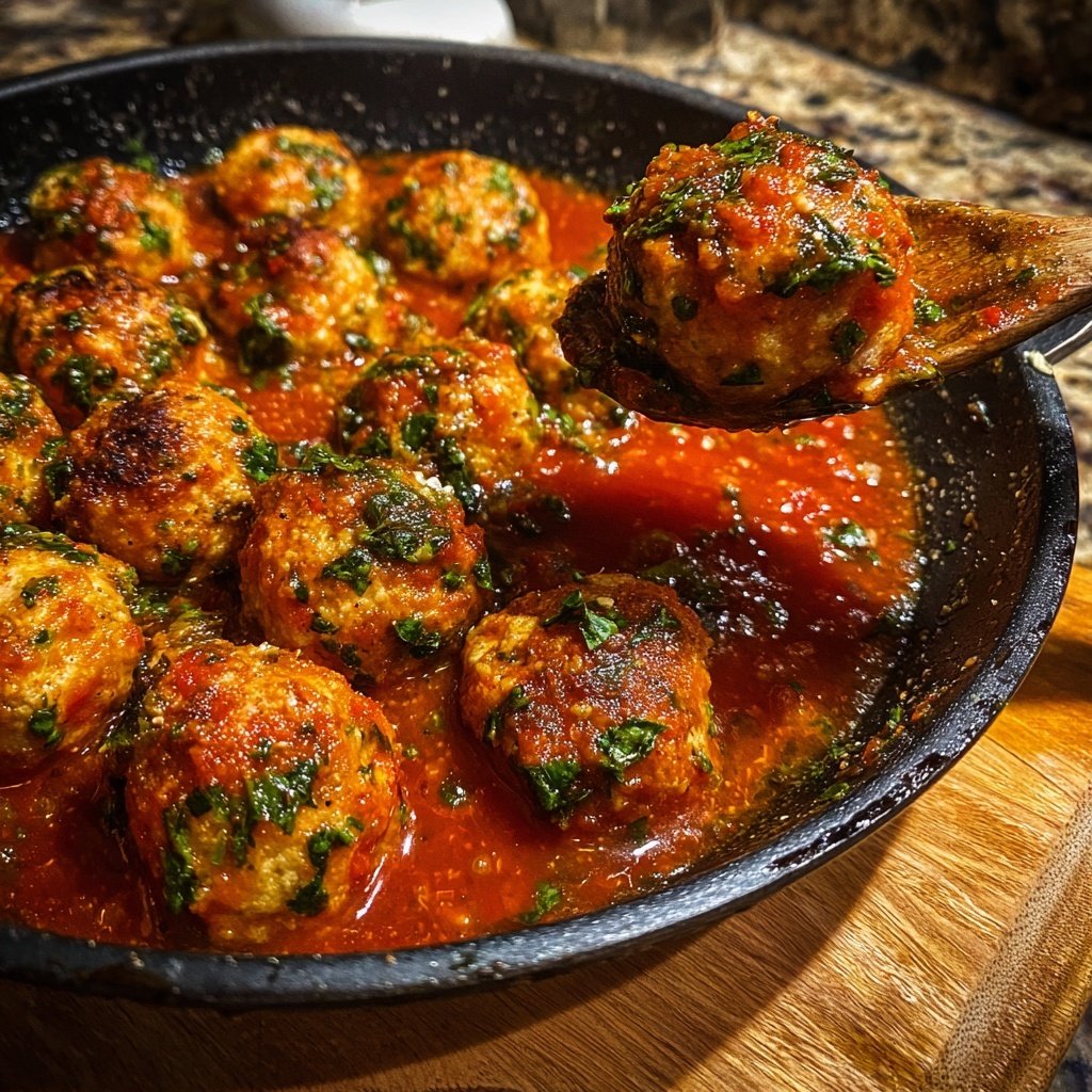 Ground Chicken Meatballs In Tomato Sauce