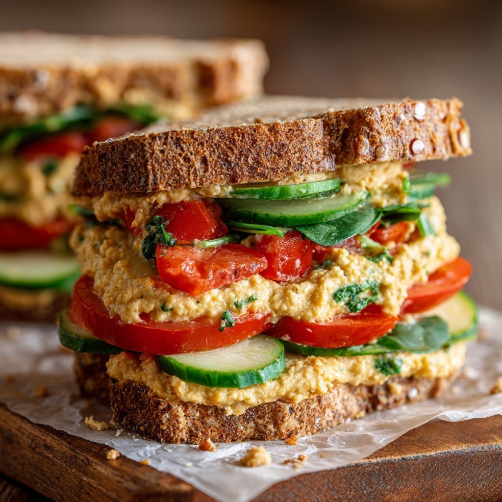 Healthy Lunch Hummus Veggie Sandwiches
