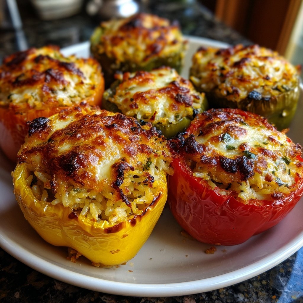 Baked Veggie Rice Stuffed Peppers